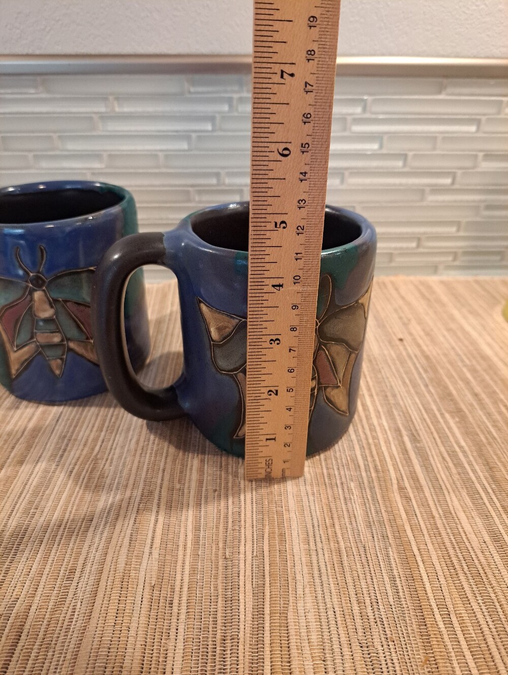 2 MARA Coffee Cup Butterfly & Owl Mug DESIGN BY MARA Mexico Pottery 16 Oz Heavy - Picture 8 of 8